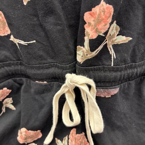 PHILANTHROPY Black Floral Romper XL Drawstring Waist Pockets NWOT - Picture 4 of 7